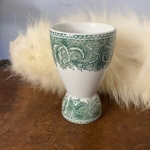 Arabia White Ceramic With Green Detailed Egg Coddler